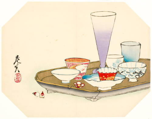 Sake Glasses and Cups on a Tray