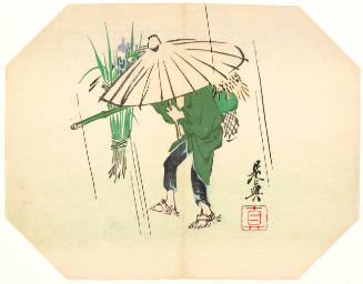 A Man Carrying Irises