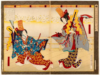 Around Meiji 2 or 3 (1869-1870): Imamurasaki (left) and Morimurasaki (right), "Tayü" Courtesans of the Kinbei Daikoku Brothel, Dancing to Imayö Music