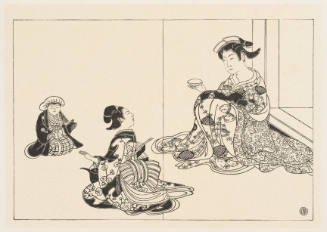 Modern Reproduction of: Courtesan Drinking Sake Beside her Attendant 