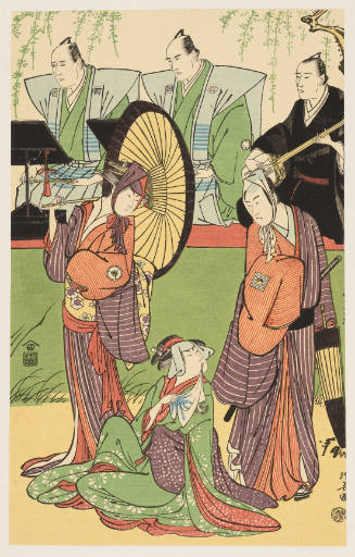 Modern Reproduction of: Kabuki Actors Ichikawa Mononosuke II, Segawa Kikunojō II, and Iwai Hanshirō IV