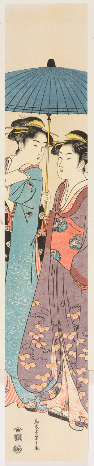 Modern Reproduction of: Two Women Strolling with an Umbrella