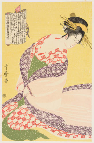 Modern Reproduction of: Outer Robe - Originally from the series New Brocade Patterns in Utamaro's Style