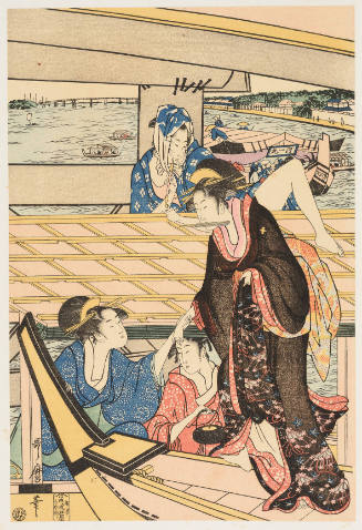 Modern Reproduction of: Pleasure Parties in Boats on the Sumida River under the Ryogoku Bridge