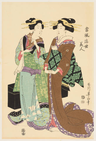 Modern Reproduction of: Two Women with a Shamisen Case - Originally from the series Floating World Beauties in the Modern Style