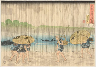 Modern Reproduction of: Heavy Rain on the Ommaya Embankment of the Sumida River in the Eastern Capital