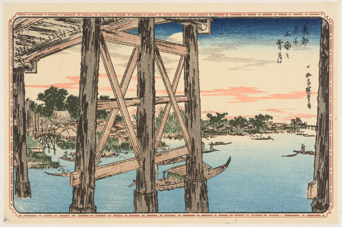 Modern Reproduction of: Twilight Moon at Ryōgoku Bridge - Originally from the series Famous Places in the Eastern Capital 