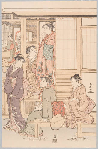 Modern Reproduction of: Young Women on the Veranda of a Teahouse