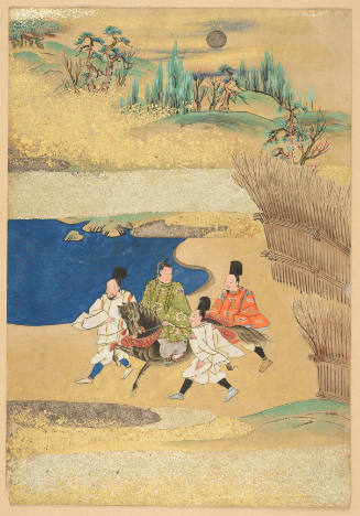 Heian Courtier on Horseback with His Attendants
