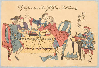 Modern Reproduction of: Nagasaki print: Dutch People Enjoying a Meal