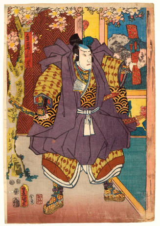 Ichikawa Danjürö VIII as Shume no Hangan in the 1852 Production of "The Tale of Rensho" (Rensho monogatari) at the Kawarazaki Theater