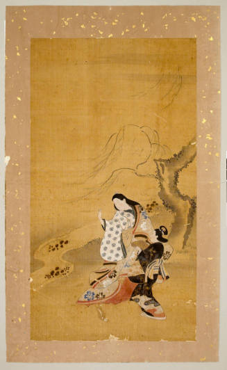 Lady with Attendant beside Stream