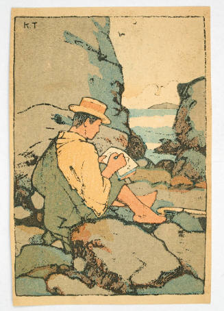 Man Sketching on the Rocks
