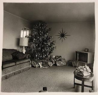 Xmas tree in a living room in Levittown, L.I. 1963