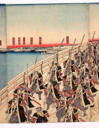 Warriors on the Ryögoku Bridge (center sheet)